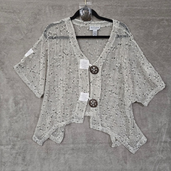 Serengeti Sweaters - Serengeti Open Knit Cardigan XL Neutral Boho Coastal Layer Top Lagenlook Resort